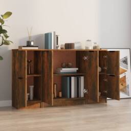 Berkfield Home Sideboards 3 pcs Smoked Oak Engineered Wood in Brown - thumbnail 1