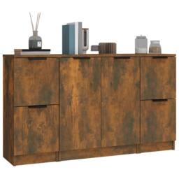 Berkfield Home Sideboards 3 pcs Smoked Oak Engineered Wood in Brown - thumbnail 4
