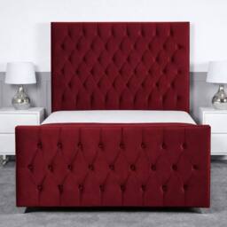 Living Comfort Bedz Vertex Plush Velvet Upholstered Bed Slatted Base with 48Inch Headboard in Maroon - Size: Single - thumbnail 2