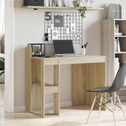 Berkfield Home Office Desk Sonoma Oak 103.5x56.5x94 cm Engineered Wood in Light Brown - thumbnail 3