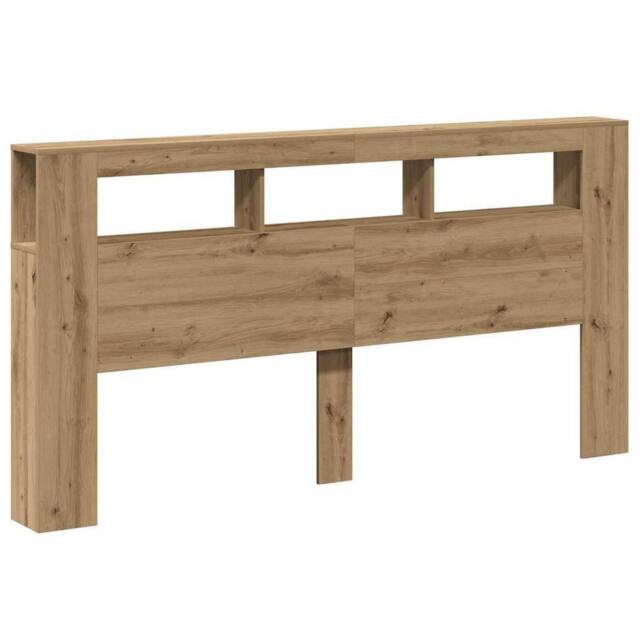 Berkfield Home LED Headboard Artisan Oak 200x18.5x103.5 cm Engineered Wood in Brown - image 1