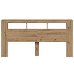 Berkfield Home LED Headboard Artisan Oak 200x18.5x103.5 cm Engineered Wood in Brown - thumbnail 6