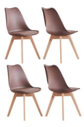Life Interiors 5PCs Dining Set - a Halo Dining Table & Set of 4 Lorenzo Tulip chairs with Padded Seat in Brown - thumbnail 4