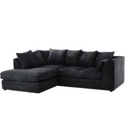 Bliss Furniture Jumbo Cord Scatter Back 4-Seater Left Hand Corner Sofa in Black Colour - Size: 4 Person - thumbnail 1