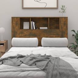 Berkfield Home Headboard Cabinet Smoked Oak 120x18.5x104.5 cm in Brown - thumbnail 2