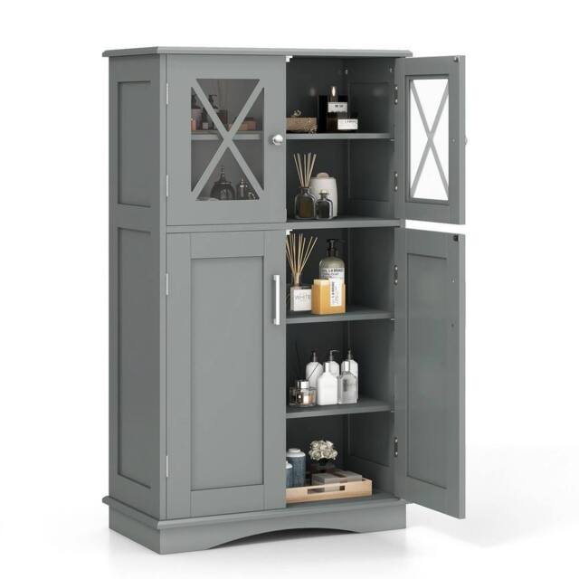 FORGEVIO Bathroom Storage Cabinet Linen Storage Cabinet-Grey in Grey - image 1