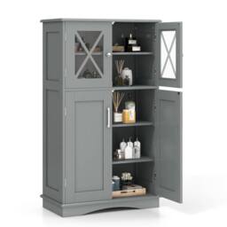 FORGEVIO Bathroom Storage Cabinet Linen Storage Cabinet-Grey in Grey