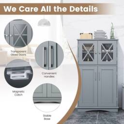 FORGEVIO Bathroom Storage Cabinet Linen Storage Cabinet-Grey in Grey - thumbnail 4
