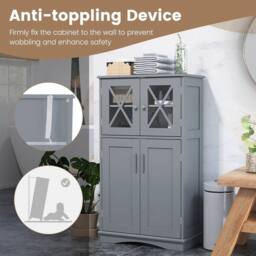 FORGEVIO Bathroom Storage Cabinet Linen Storage Cabinet-Grey in Grey - thumbnail 5