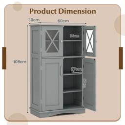 FORGEVIO Bathroom Storage Cabinet Linen Storage Cabinet-Grey in Grey - thumbnail 2
