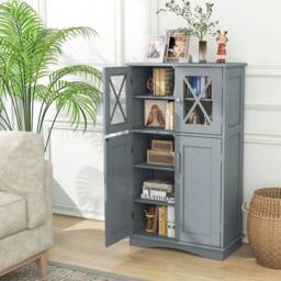 FORGEVIO Bathroom Storage Cabinet Linen Storage Cabinet-Grey in Grey - thumbnail 3
