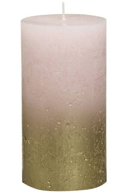 KDMD Bolsius Rustic Faded Gold Pink Metallic Candle 130mm x 68mm 2 Pack - image 1