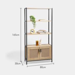 VonHaus Lena Rattan Effect Design Living Room Storage Bookcase in Brown - thumbnail 7