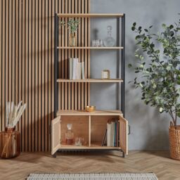 VonHaus Lena Rattan Effect Design Living Room Storage Bookcase in Brown - thumbnail 2