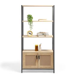VonHaus Lena Rattan Effect Design Living Room Storage Bookcase in Brown - thumbnail 6