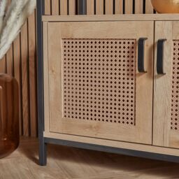 VonHaus Lena Rattan Effect Design Living Room Storage Bookcase in Brown - thumbnail 3