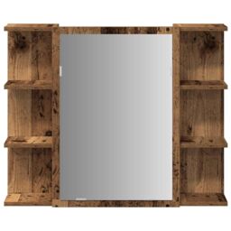 Berkfield Home Bathroom Mirror Cabinet Old Wood 80x20.5x64 cm Engineered Wood in Brown - thumbnail 4