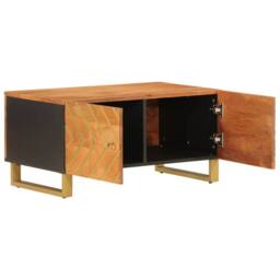 Berkfield Home Coffee Table Brown & Black 80x50x40 cm Solid Wood Mango - Size: 80 x 50 x 40 cm - thumbnail 3