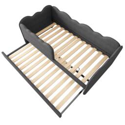 STILVORA 3ft Single Daybed with Pull-Out Trundle in Grey Linen - thumbnail 9