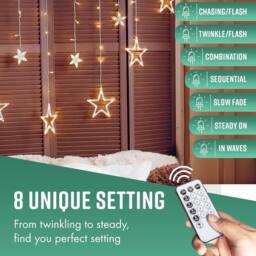 Globrite Christmas Curtain Lights -12 Star &138 LED Lights - Warm White - thumbnail 4