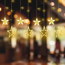 Globrite Christmas Curtain Lights -12 Star &138 LED Lights - Warm White - thumbnail 9