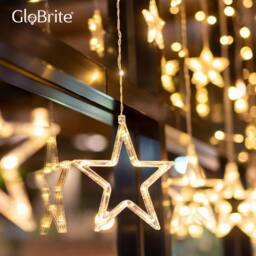 Globrite Christmas Curtain Lights -12 Star &138 LED Lights - Warm White - thumbnail 3