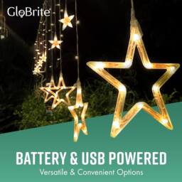 Globrite Christmas Curtain Lights -12 Star &138 LED Lights - Warm White - thumbnail 6