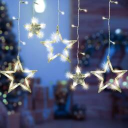 Globrite Christmas Curtain Lights -12 Star &138 LED Lights - Warm White - thumbnail 8