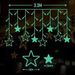 Globrite Christmas Curtain Lights -12 Star &138 LED Lights - Warm White - thumbnail 7