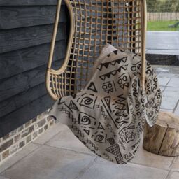 Benjamin Tate Design Striped Egyptian Theme With Ethnic & Tribal Motifs Blanket in Natural - Size: 120 cm x 150 cm - thumbnail 4