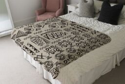 Benjamin Tate Design Striped Egyptian Theme With Ethnic & Tribal Motifs Blanket in Natural - Size: 120 cm x 150 cm - thumbnail 3