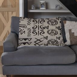 Benjamin Tate Design Striped Egyptian Theme With Ethnic & Tribal Motifs Blanket in Natural - Size: 120 cm x 150 cm - thumbnail 2