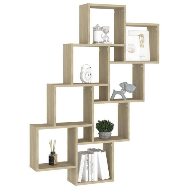 Berkfield Home Wall Cube Shelf Sonoma Oak 90x15x119 cm Engineered Wood in Brown - Size: 90 x 15 x 119 cm - image 1