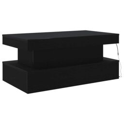Berkfield Home Coffee Table with LED Lights Black Oak 90x50x40 cm - Size: 90 x 50 x 40 cm - thumbnail 9