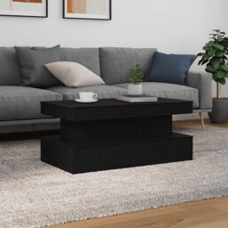 Berkfield Home Coffee Table with LED Lights Black Oak 90x50x40 cm - Size: 90 x 50 x 40 cm - thumbnail 5