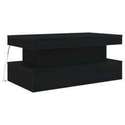 Berkfield Home Coffee Table with LED Lights Black Oak 90x50x40 cm - Size: 90 x 50 x 40 cm - thumbnail 2