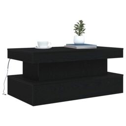 Berkfield Home Coffee Table with LED Lights Black Oak 90x50x40 cm - Size: 90 x 50 x 40 cm - thumbnail 6