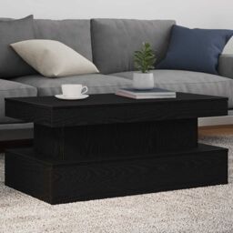 Berkfield Home Coffee Table with LED Lights Black Oak 90x50x40 cm - Size: 90 x 50 x 40 cm - thumbnail 4