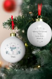 Personalised Memento Company Personalised Polar Bear Christmas Bauble in White - thumbnail 4