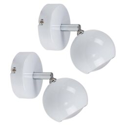 ValueLights Retro Eyeball Spotlight Pair of White Indoor Wall Spotlight