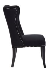 Orsina Buttoned Velvet Dining Chairs, Velvet Upholstered Chair with Wooden Legs, Accent Chair for Living Room in Black - thumbnail 6