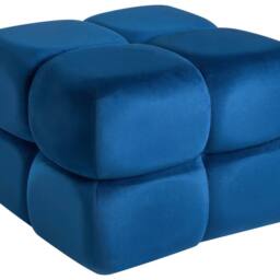 Wyld and Coco Navy Velvet Square Pouffe 60 x 60 cm in Blue - thumbnail 2