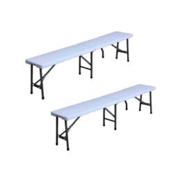 Neo Set Of Two Indoor Outdoor Garden Plastic Folding Benches in White - thumbnail 2
