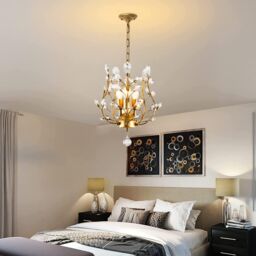 Garwarm 3-Light Golden K9 Crystal Chandelier for Hallway Living Room Bedroom in Gold - thumbnail 9