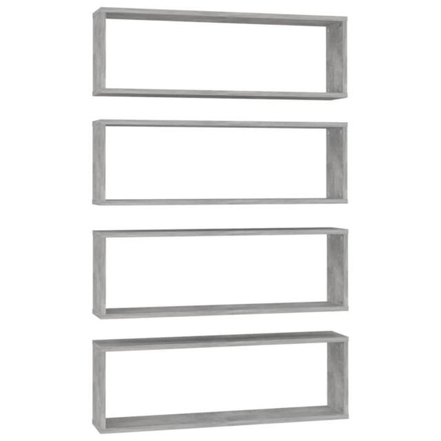 Berkfield Home Wall Cube Shelf 4 pcs Concrete Grey 80x15x26.5 cm Engineered Wood - image 1