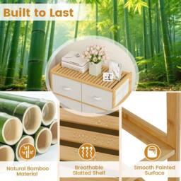 VOGREX 6-Drawer Dresser for Bedroom Bamboo Storage Tower Organizer Closet in Beige - thumbnail 5