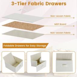 VOGREX 6-Drawer Dresser for Bedroom Bamboo Storage Tower Organizer Closet in Beige - thumbnail 6
