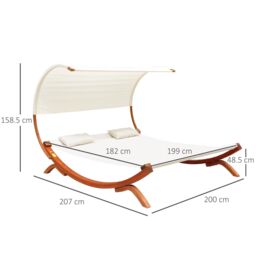 Double Bed Hammock Sun Lounger Outdoor Wood Garden - thumbnail 4