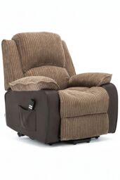More4Homes Postana Dual Motor Electric Rise Recliner Jumbo Cord Fabric Chair in Brown - thumbnail 2