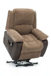More4Homes Postana Dual Motor Electric Rise Recliner Jumbo Cord Fabric Chair in Brown - thumbnail 4